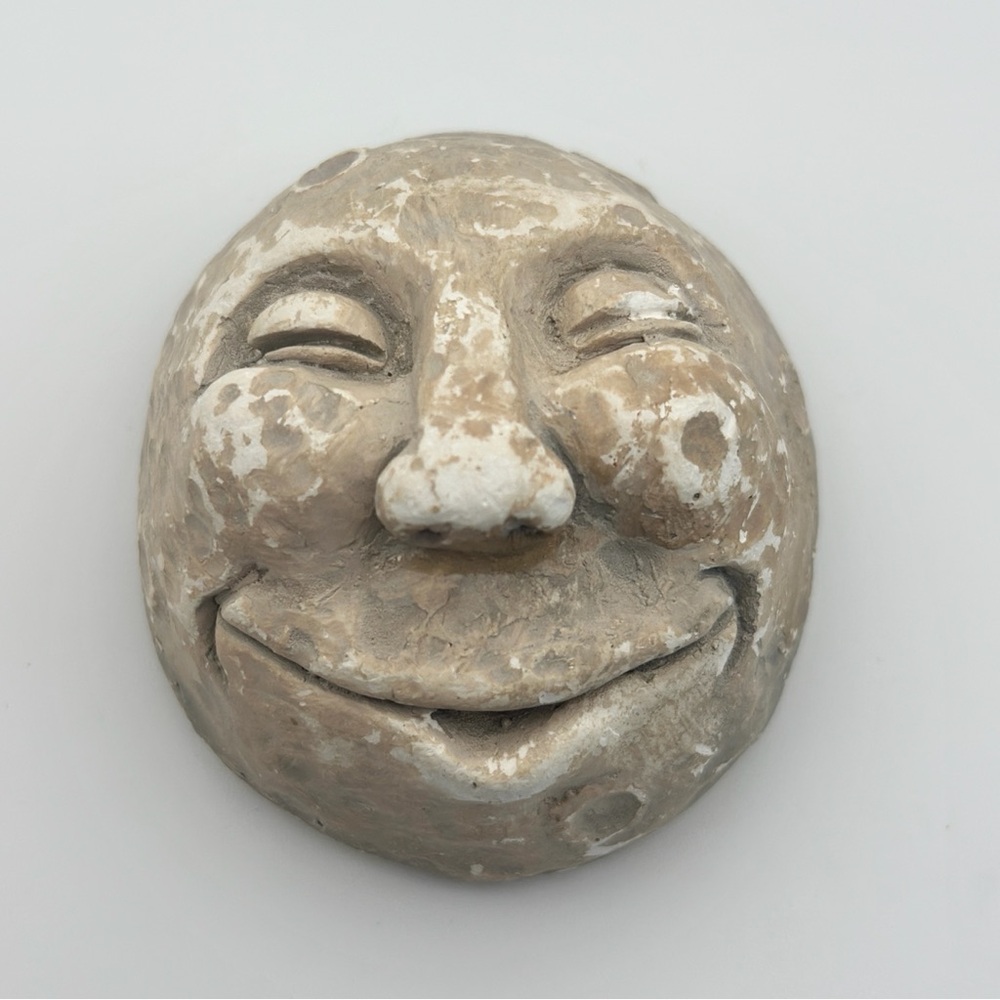 Handmade Clay Moon Man Face Sculpture / Wall Hanging Decor - Picture 2 of 5